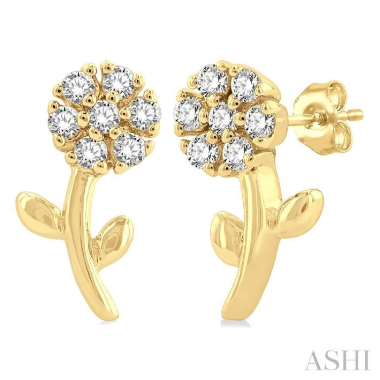 Flower Petite Diamond Fashion Earrings