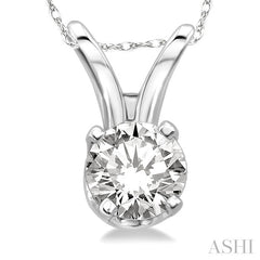 1/6 Ctw Round Cut Diamond Solitaire Pendant in 14K White Gold with Chain
