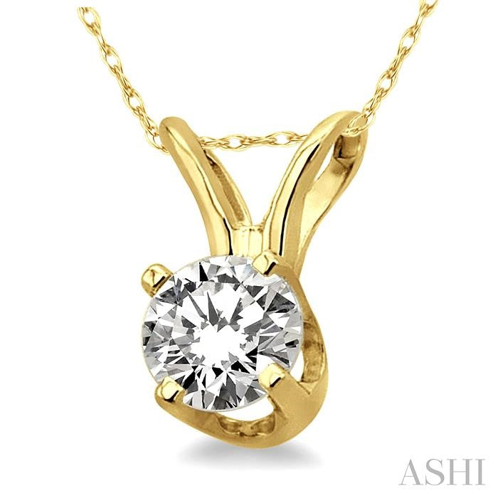1/6 Ctw Round Cut Diamond Solitaire Pendant in 14K Yellow Gold with Chain