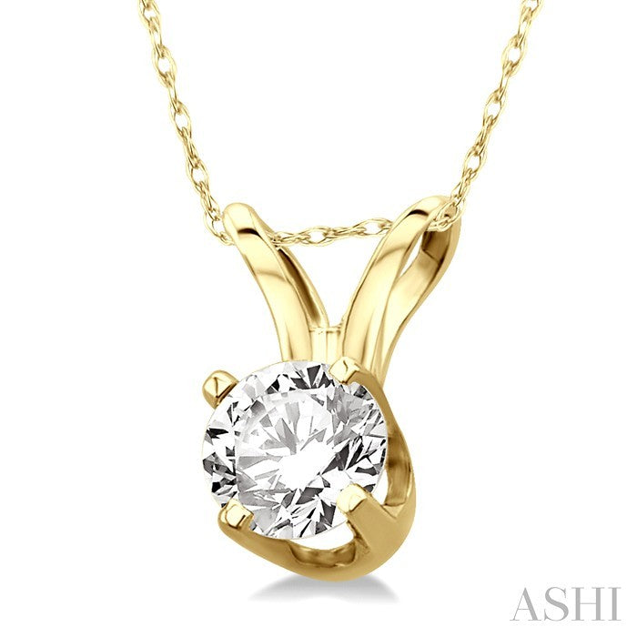 1/6 Ctw Round Cut Diamond Solitaire Pendant in 14K Yellow Gold with Chain