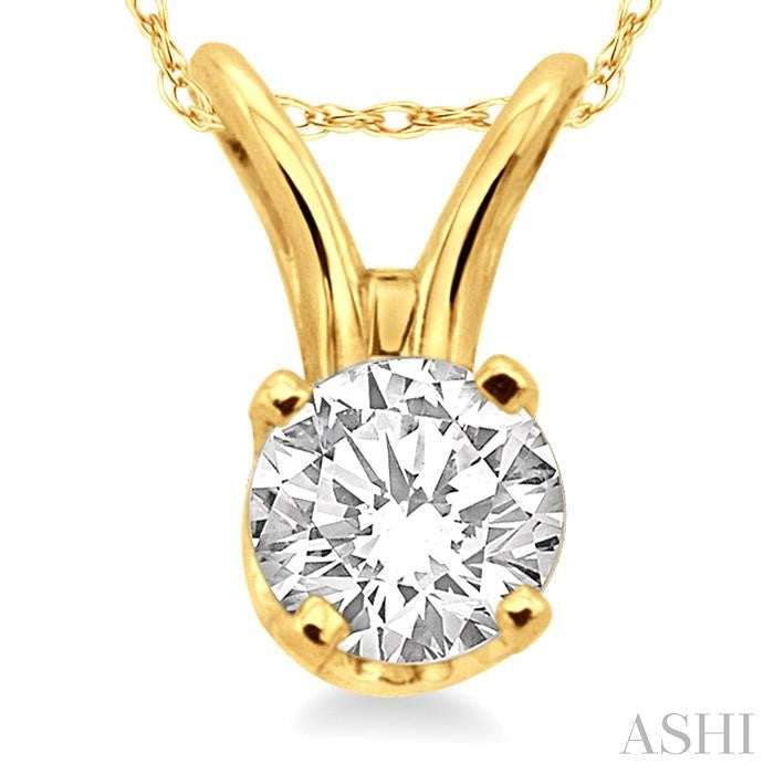 1/6 Ctw Round Cut Diamond Solitaire Pendant in 14K Yellow Gold with Chain