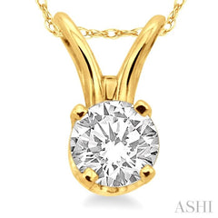 1/6 Ctw Round Cut Diamond Solitaire Pendant in 14K Yellow Gold with Chain