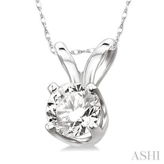 1/5 Ctw Round Cut Diamond Solitaire Pendant in 14K White Gold with Chain