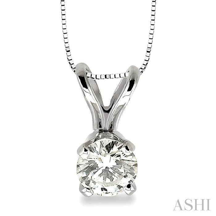 1/4 Ctw Round Cut Diamond Solitaire Pendant in 14K White Gold with chain