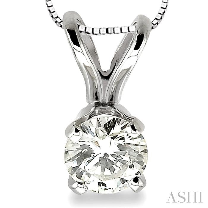 1/4 Ctw Round Cut Diamond Solitaire Pendant in 14K White Gold with chain