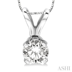1/4 Ctw Round Cut Diamond Solitaire Pendant in 14K White Gold with chain