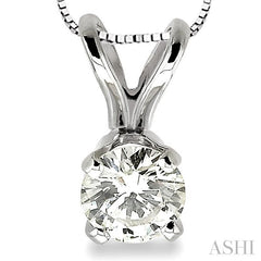 1/4 Ctw Round Cut Diamond Solitaire Pendant in 14K White Gold with chain