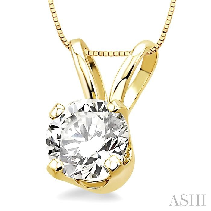 1/4 Ctw Round Cut Diamond Solitaire Pendant in 14K Yellow Gold with chain