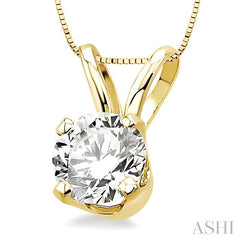 1/4 Ctw Round Cut Diamond Solitaire Pendant in 14K Yellow Gold with chain