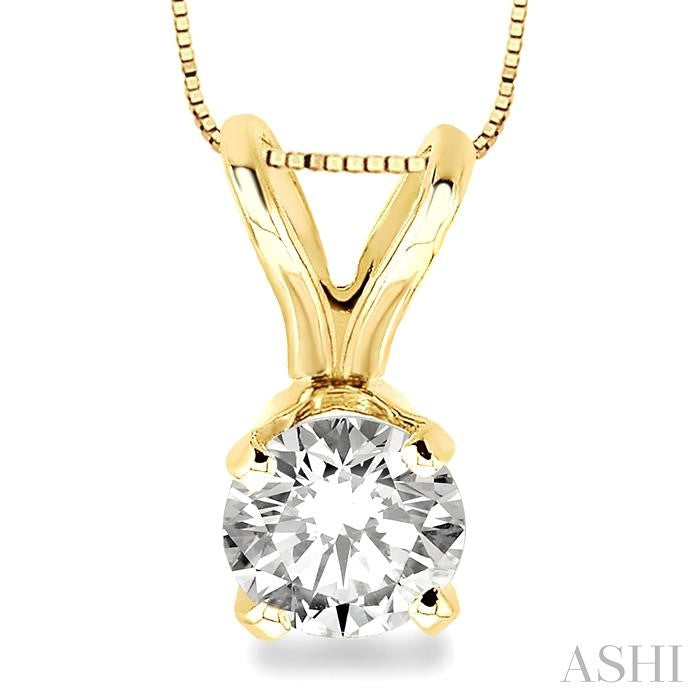 1/4 Ctw Round Cut Diamond Solitaire Pendant in 14K Yellow Gold with chain