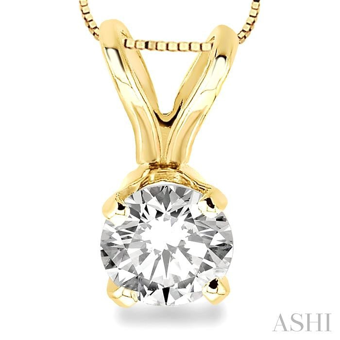 1/4 Ctw Round Cut Diamond Solitaire Pendant in 14K Yellow Gold with chain