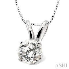 1/2 Ctw Round Cut Diamond Solitaire Pendant in 14K White Gold with chain
