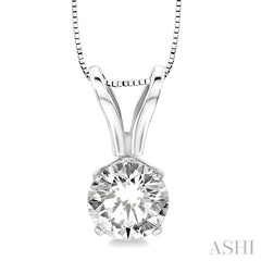 1/2 Ctw Round Cut Diamond Solitaire Pendant in 14K White Gold with chain