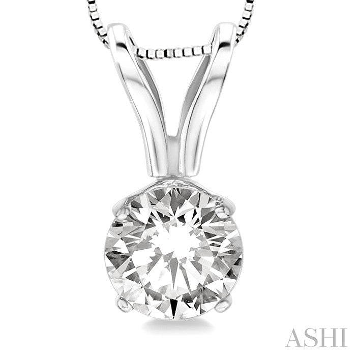 1/2 Ctw Round Cut Diamond Solitaire Pendant in 14K White Gold with chain