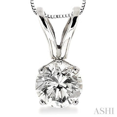 1/2 Ctw Round Cut Diamond Solitaire Pendant in 14K White Gold with chain