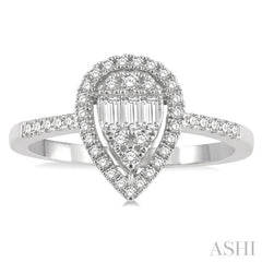 Pear Shape Halo Fusion Diamond Engagement Ring