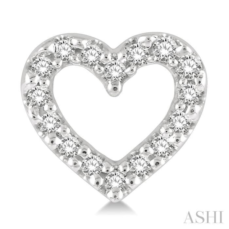 1/10 Ctw Heart Cutout Round Cut Diamond Petite Fashion Earrings in 10K White Gold