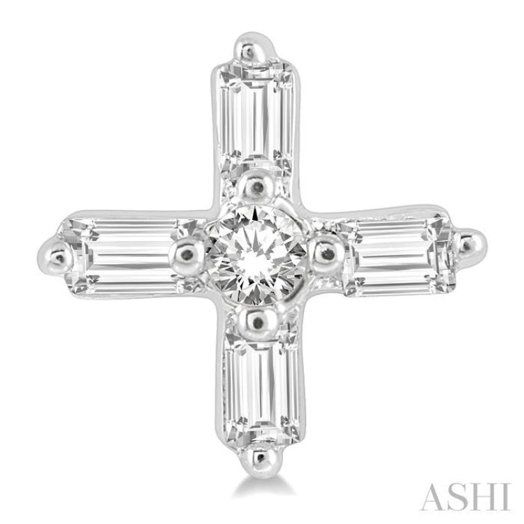 Cross Petite Baguette Diamond Fashion Earrings