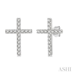 Cross Petite Diamond Fashion Earrings