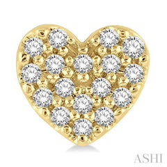 1/10 Ctw Heart Charm Round Cut Diamond Petite Fashion Earrings in 10K Yellow Gold