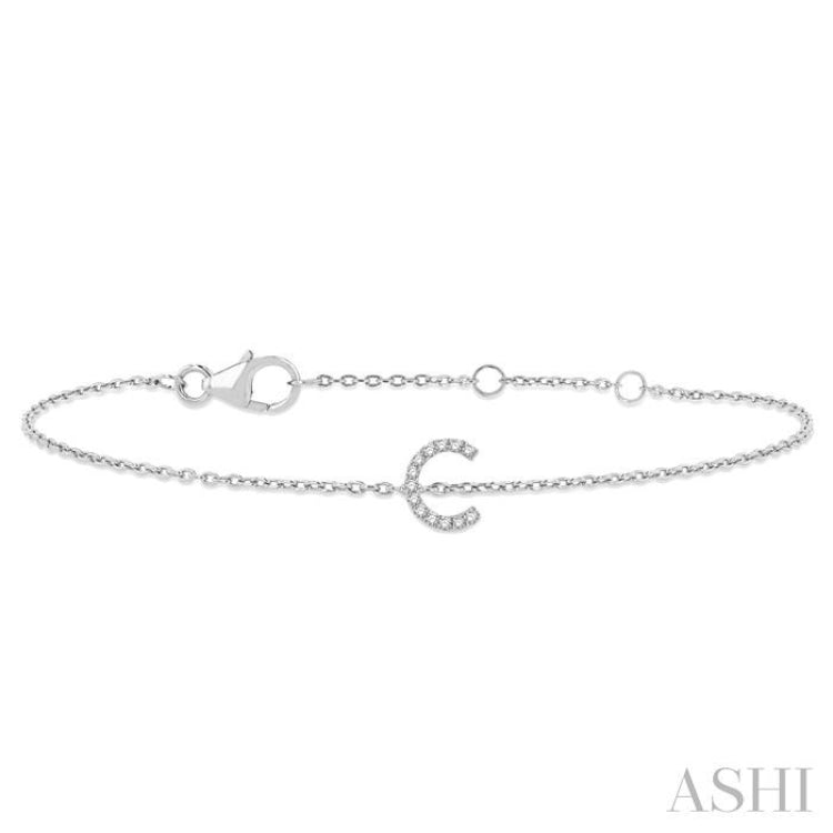 'C' Initial Diamond Chain Bracelet