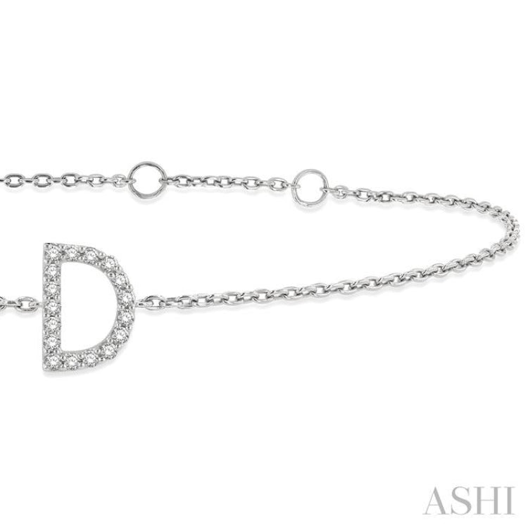 'D' Initial Diamond Chain Bracelet