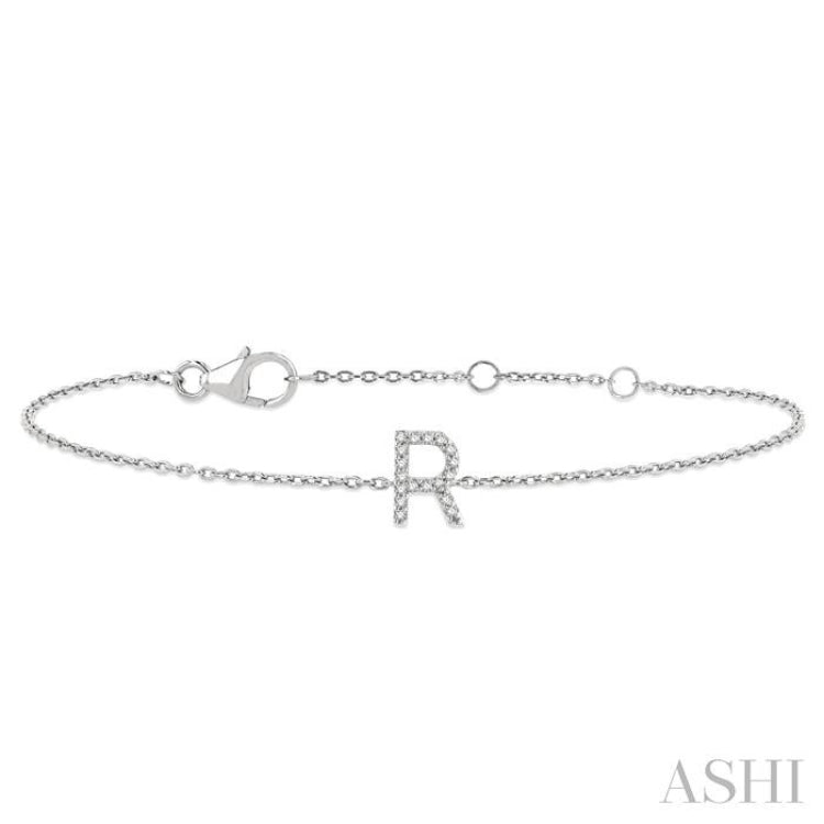 'R' Initial Diamond Chain Bracelet