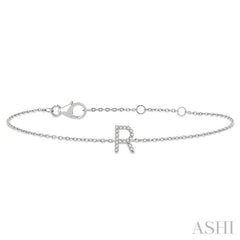 'R' Initial Diamond Chain Bracelet