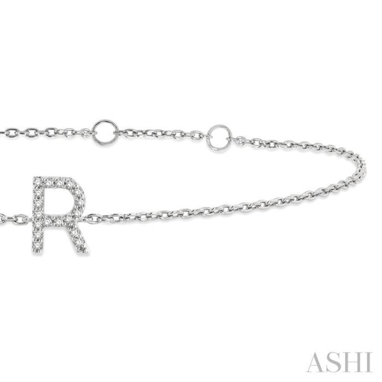 'R' Initial Diamond Chain Bracelet