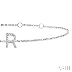 'R' Initial Diamond Chain Bracelet