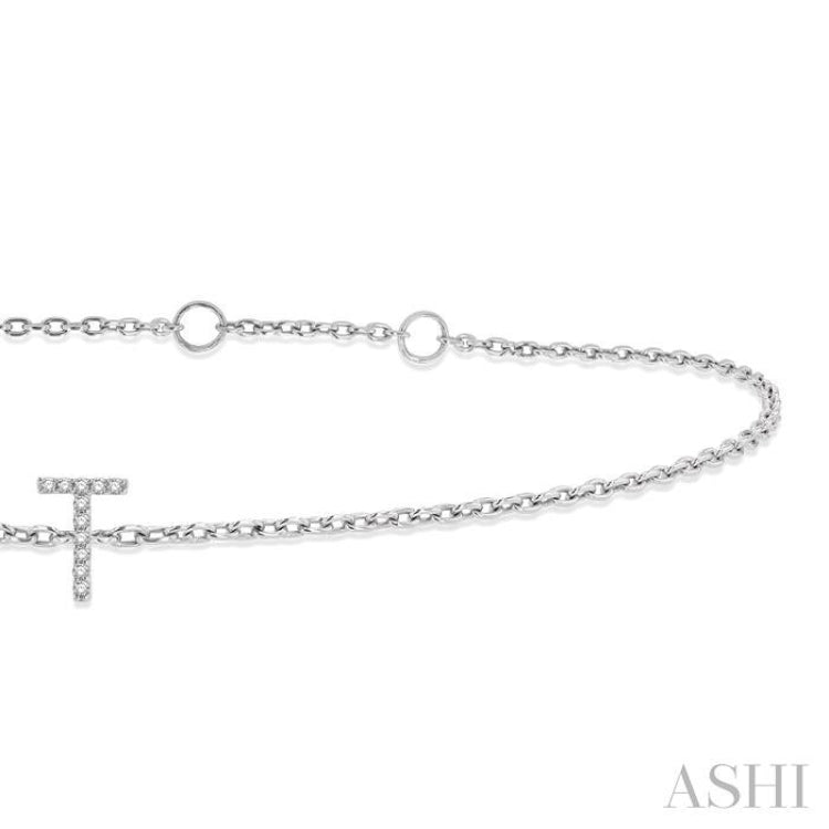 'T' Initial Diamond Chain Bracelet