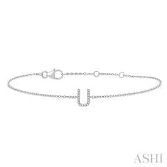 'U' Initial Diamond Chain Bracelet