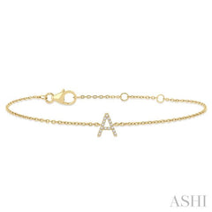 'A' Initial Diamond Chain Bracelet