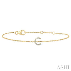 'C' Initial Diamond Chain Bracelet