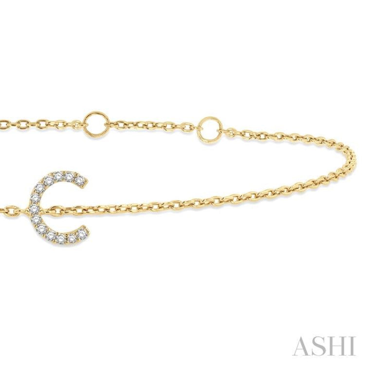 'C' Initial Diamond Chain Bracelet