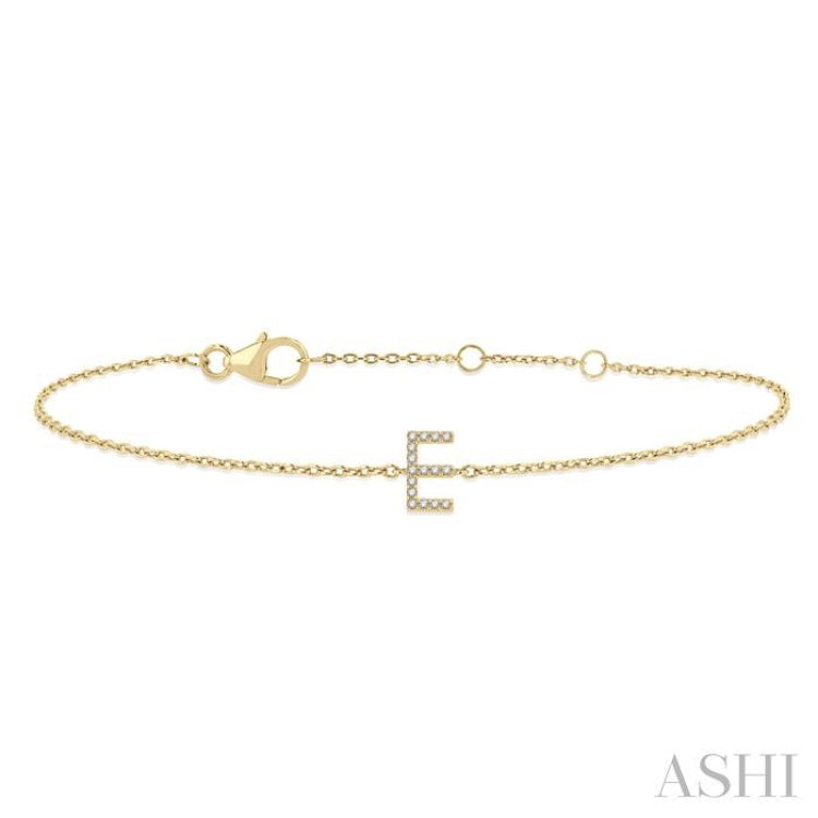 'E' Initial Diamond Chain Bracelet