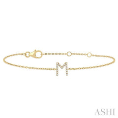 'M' Initial Diamond Chain Bracelet