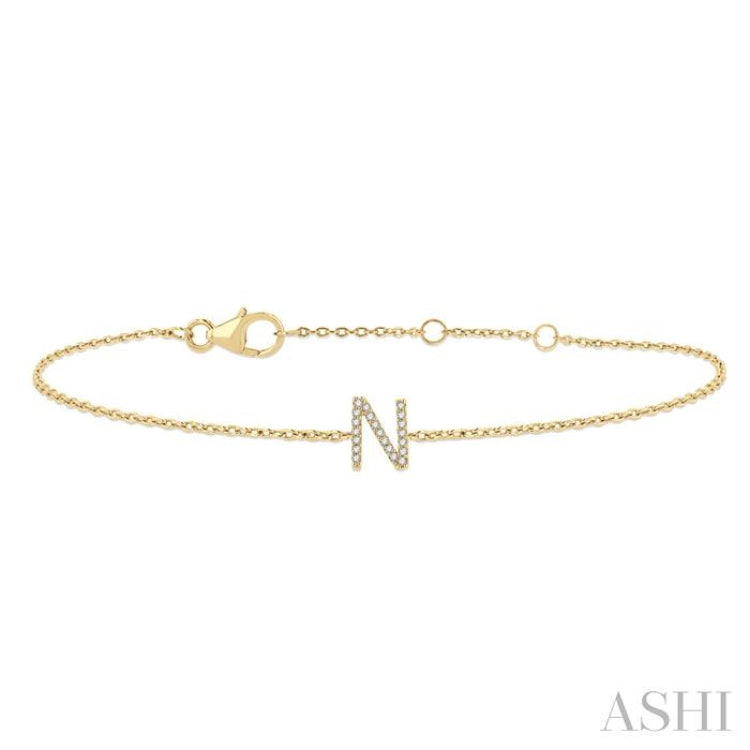 'N' Initial Diamond Chain Bracelet