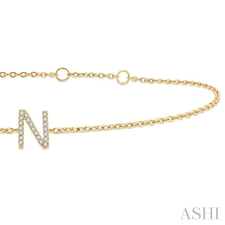 'N' Initial Diamond Chain Bracelet