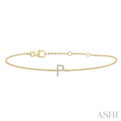 'P' Initial Diamond Chain Bracelet