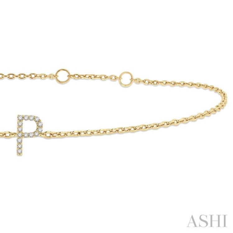 'P' Initial Diamond Chain Bracelet