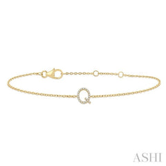 'Q' Initial Diamond Chain Bracelet