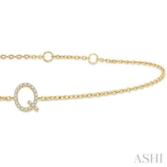 'Q' Initial Diamond Chain Bracelet