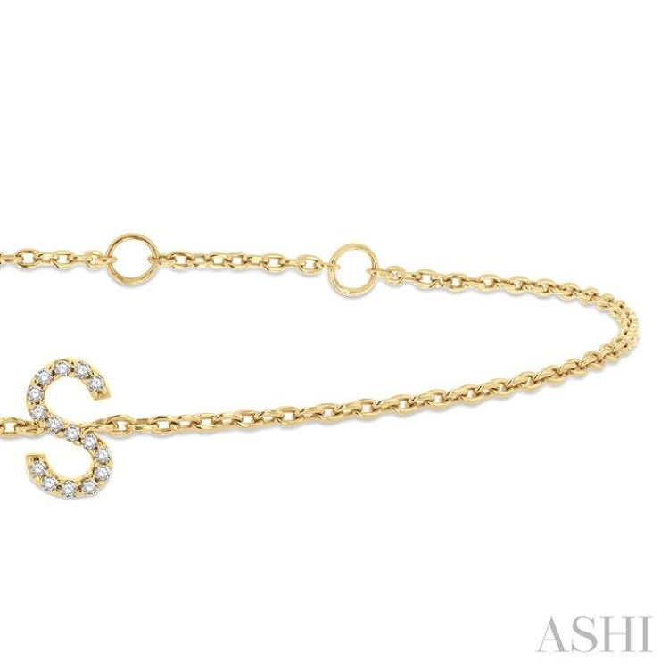 'S' Initial Diamond Chain Bracelet