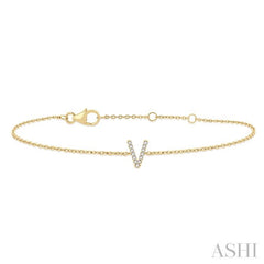 'V' Initial Diamond Chain Bracelet