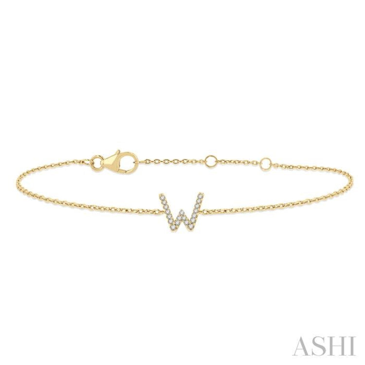 'W' Initial Diamond Chain Bracelet