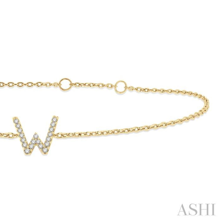 'W' Initial Diamond Chain Bracelet