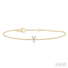 'Y' Initial Diamond Chain Bracelet