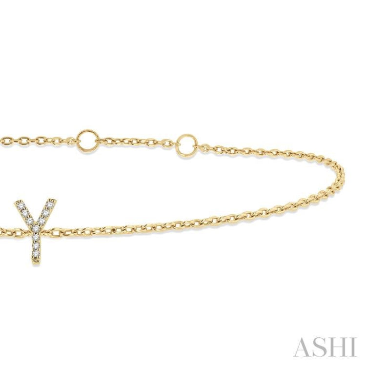 'Y' Initial Diamond Chain Bracelet