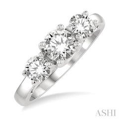 Round Shape Past Present & Future Diamond Engagement Ring